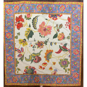 Vintage April Cornell for Cornell Trading Cotton Tablecloth 48" Square | Floral